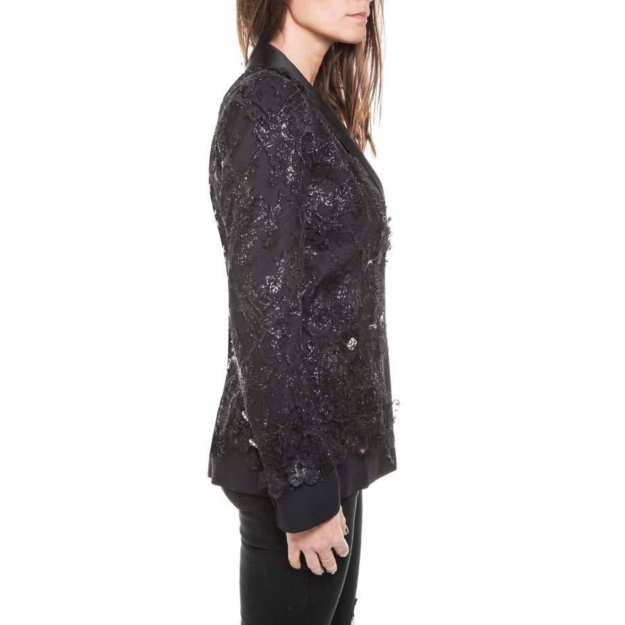 Women's CHANEL Black Lesage Lace Vest Size 36FR