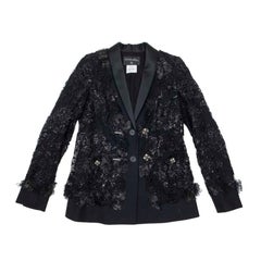 CHANEL Black Lesage Lace Vest Size 36FR
