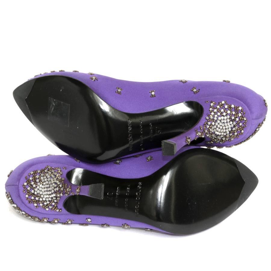 purple heels with rhinestones