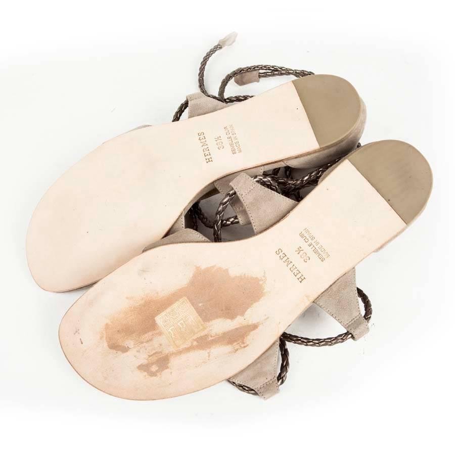 HERMES Sandals Size38.5 fr in gray velvet calf 1