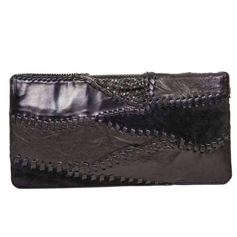 BALMAIN Evening Clutch in black Leather Patchwork For Sale at 1stDibs