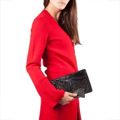 BALMAIN Evening Clutch in black Leather Patchwork