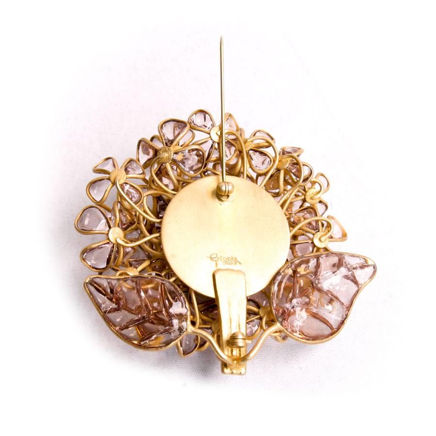 Women's Beautiful Gripoix Molten Glass and Gilt Metal Brooch