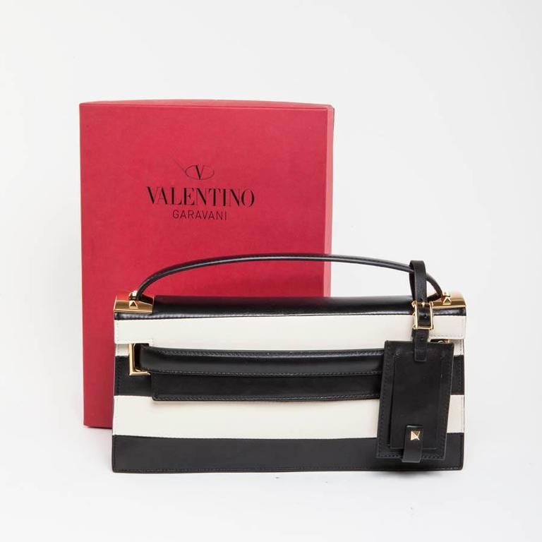 VALENTINO Model 'My Rockstud' Bag in Black and Beige Bicolour Leather