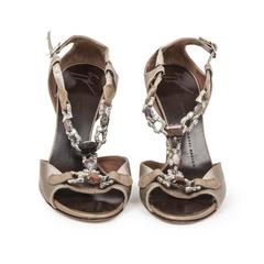 Giuseppe Zanotti Sandals Size 37.5FR  in Beige Silk Satin