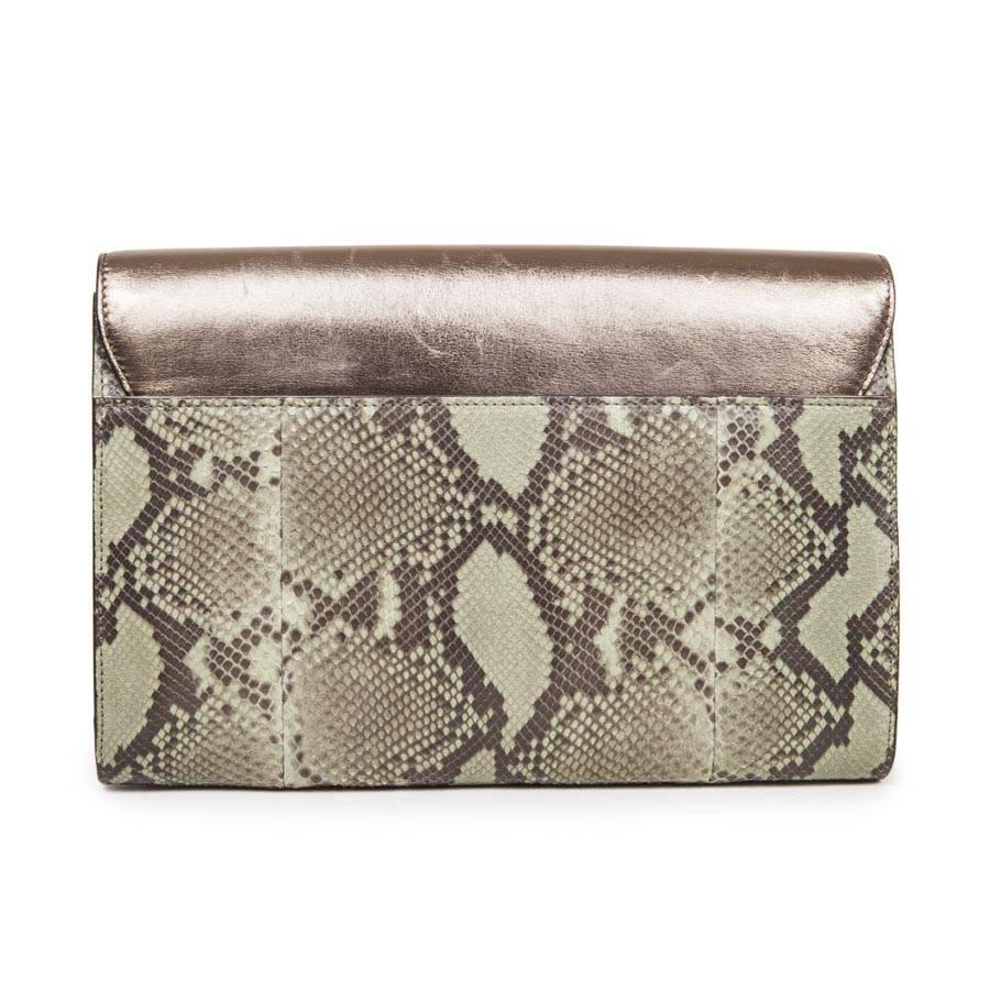 Gris GUCCI - Pochette en python de couleur bronze vert en vente