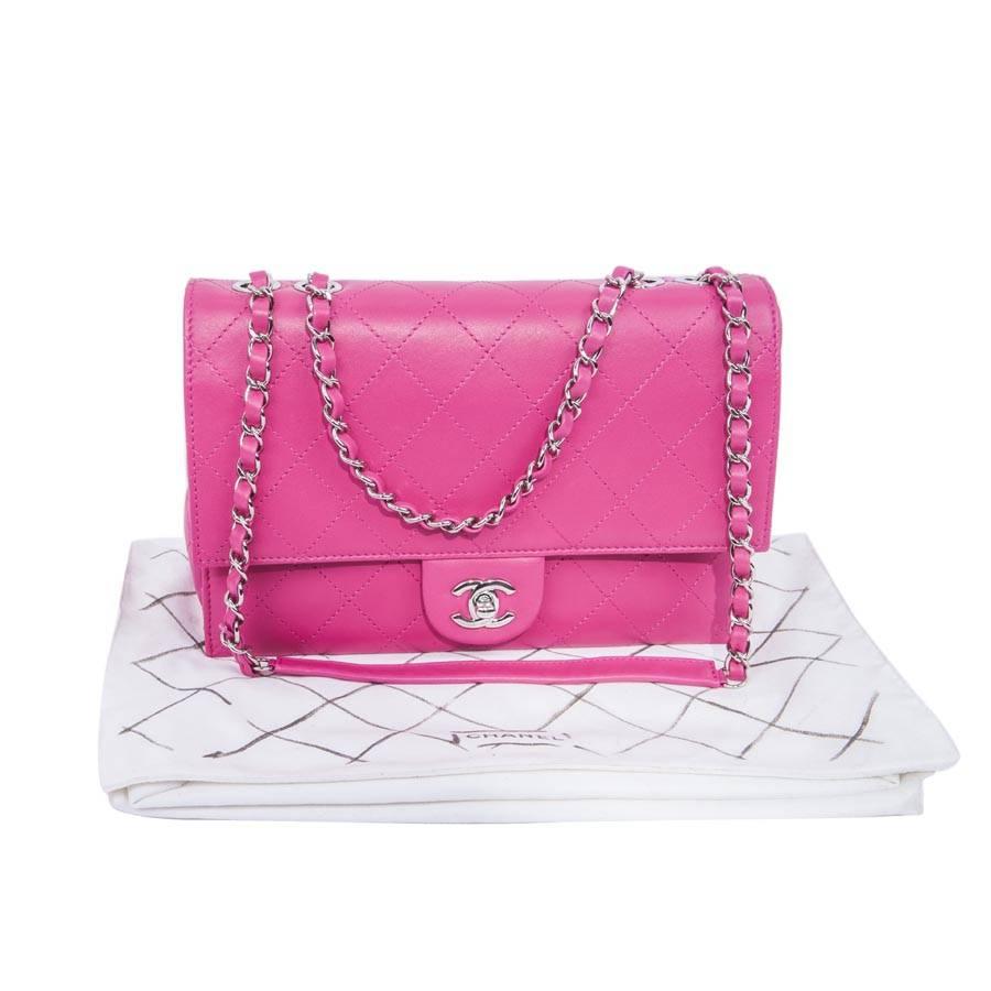CHANEL Quilted Flap Bag in Pink Lamb Leather 6