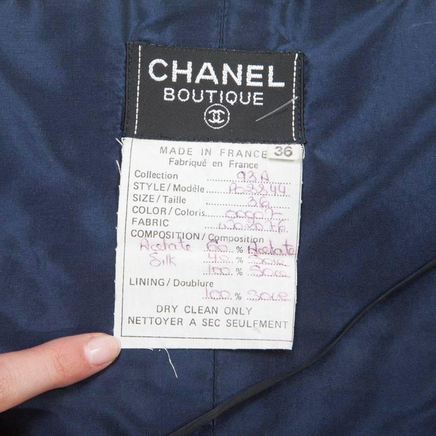 CHANEL Long and Flowing Dark Blue Silk Evening Dress Size 36EU In Excellent Condition For Sale In Paris, FR