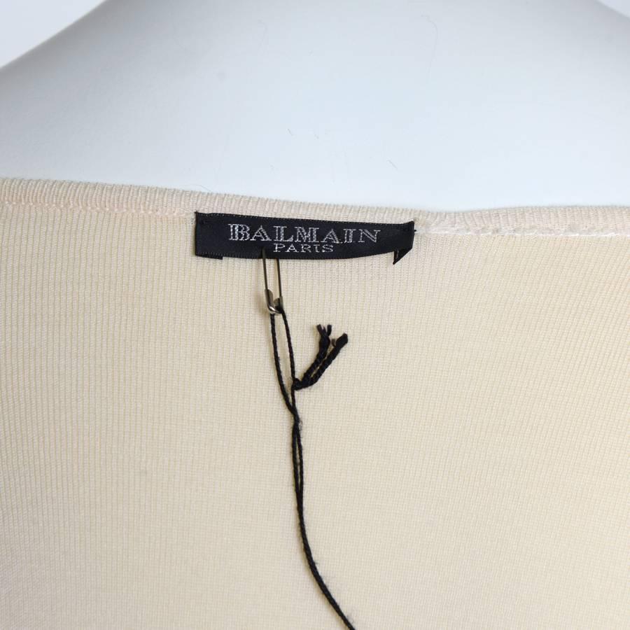 BALMAIN Knit Cocktail Dress Size 38FR in Ivory Wool 1