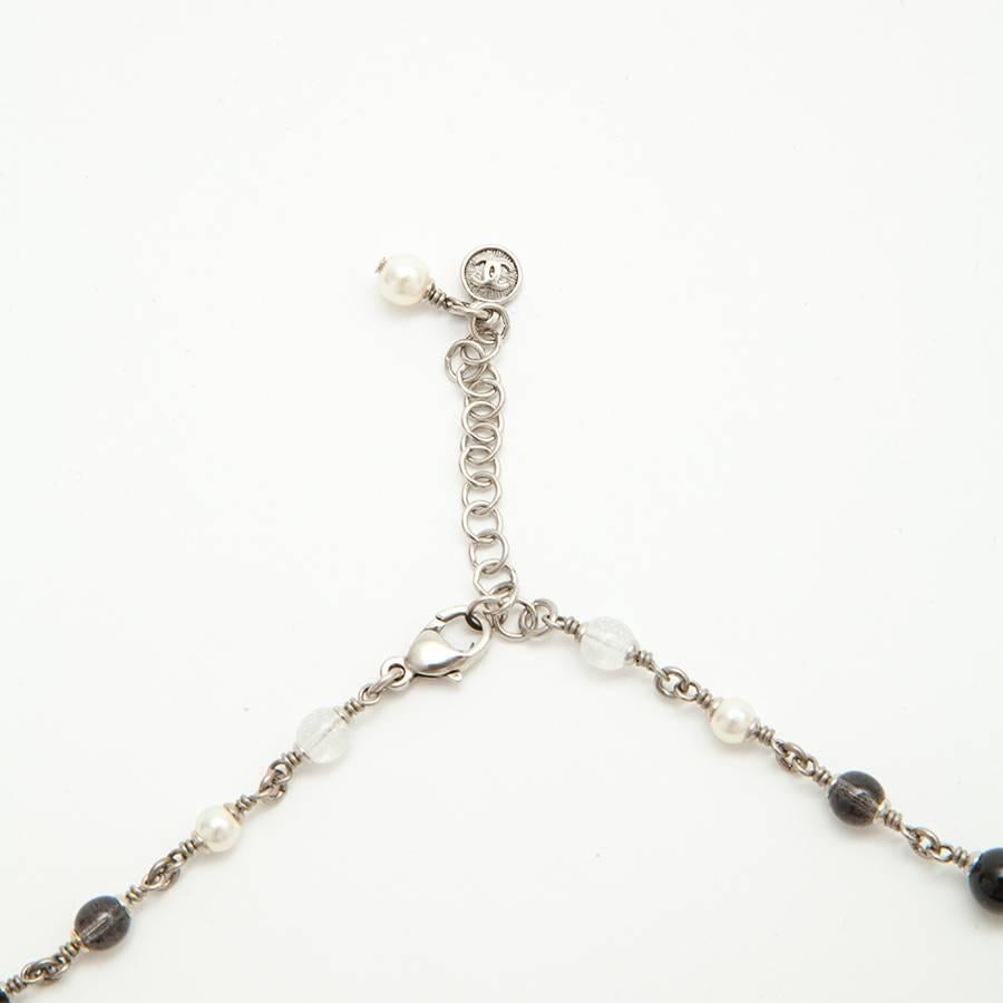 CHANEL Necklace in Black and Nacreous Glass Pearls and Rhinestones 1