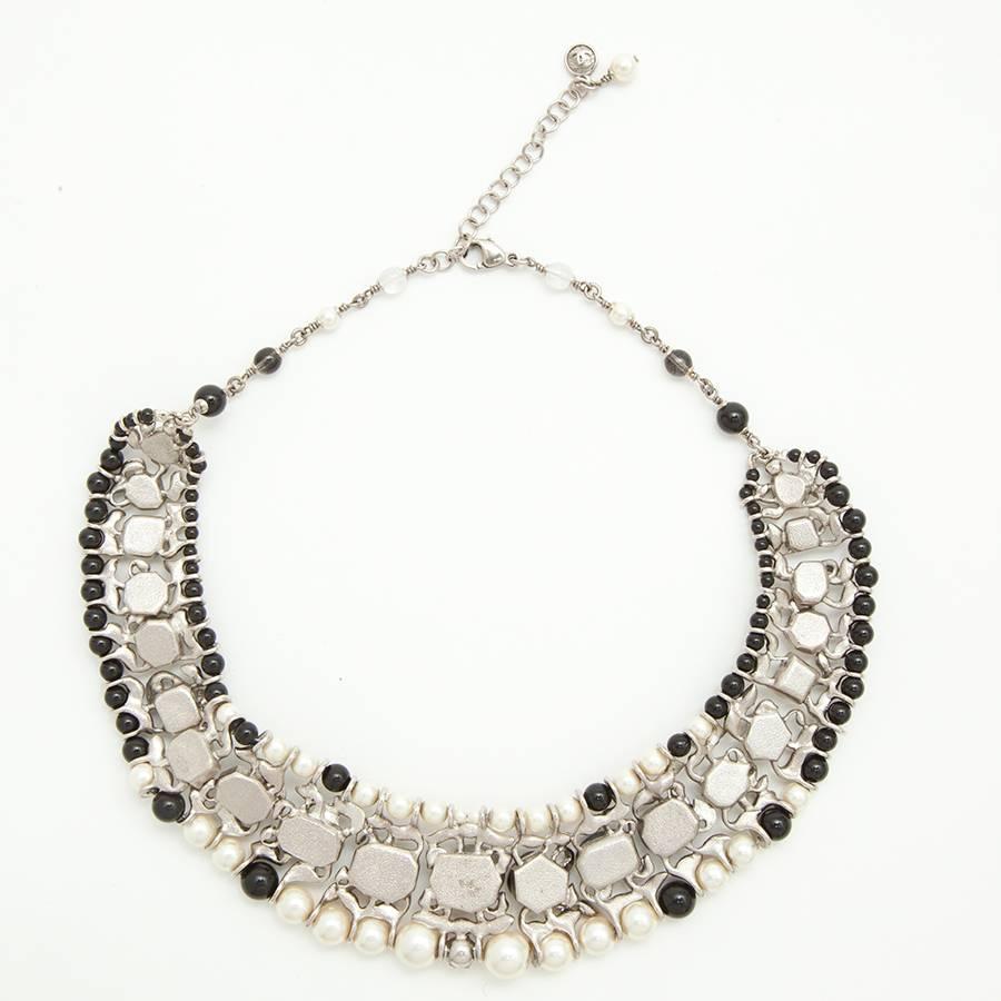 Women's CHANEL Necklace in Black and Nacreous Glass Pearls and Rhinestones