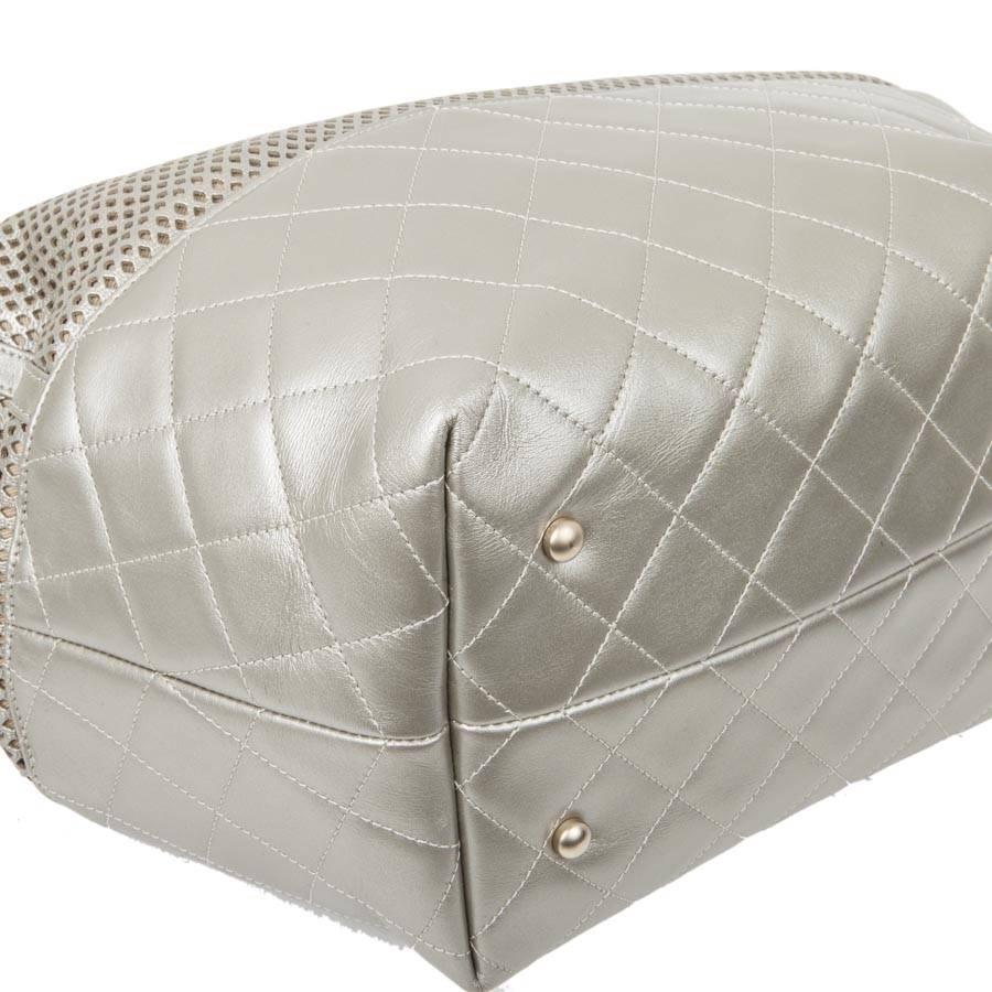 Women's CHANEL Bag in Quilted and Perforated Silver Leather