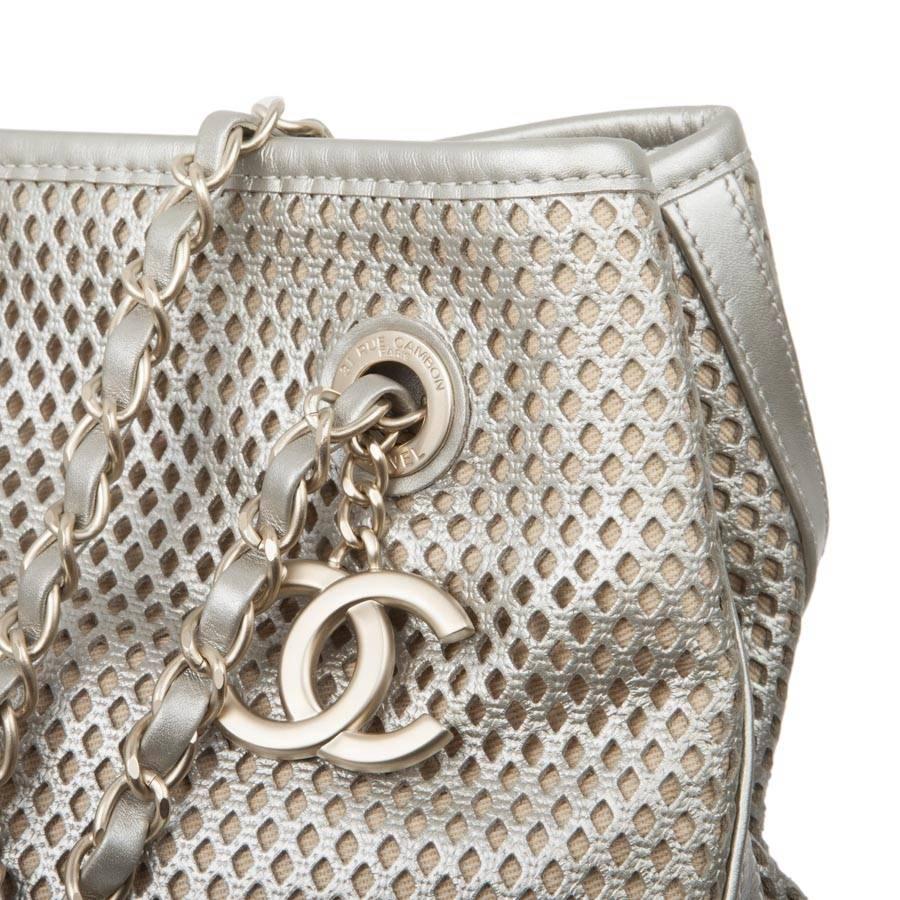 CHANEL Bag in Quilted and Perforated Silver Leather 2