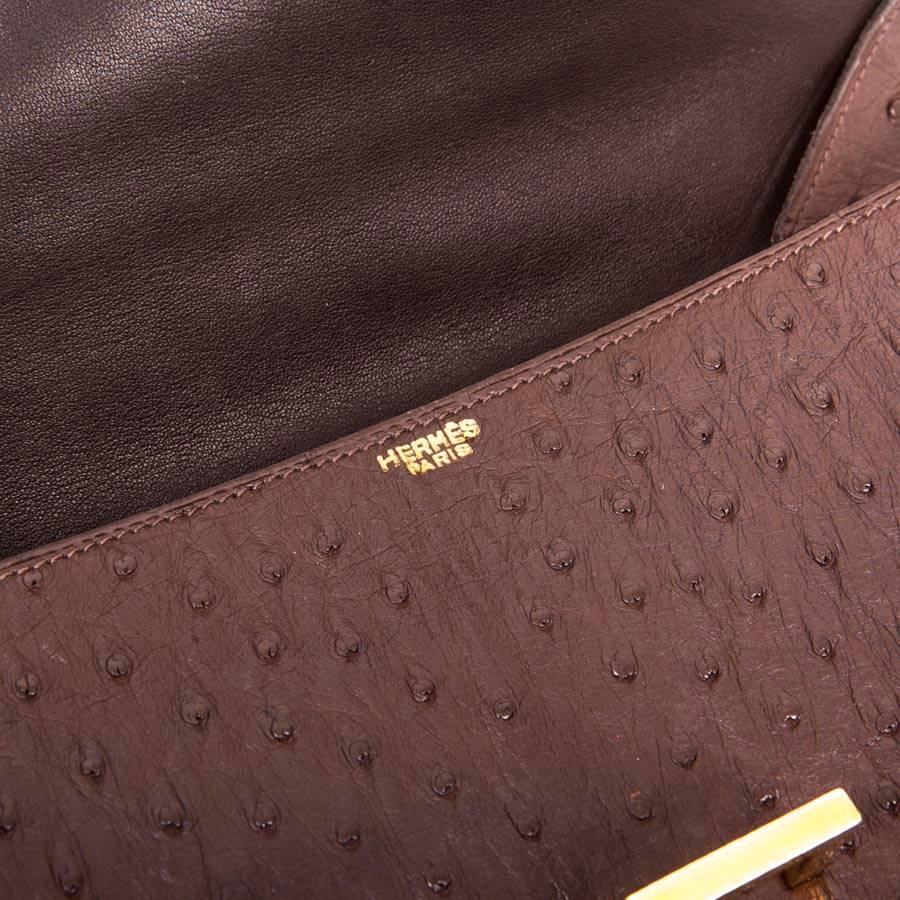 Vintage HERMES bag in Brown Ostrich Leather 3