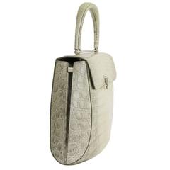 ASPREY Water Green and Light Brown Crocodile Bag