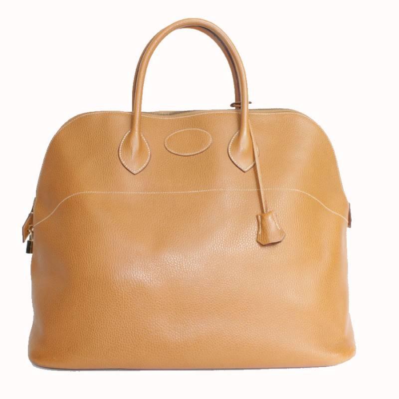 HERMES 'Bolide' Model in Gold Grained Leather Bag GM 1