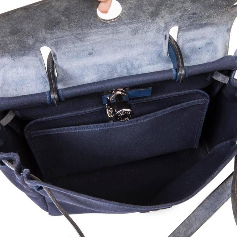 HERMES 'Herbag' in Night Blue Canvas and Leather Bag at 1stDibs | hermes herbag blue, hermes 