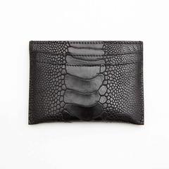 CHANEL Card Holder in Black Ostrich Leg Leather