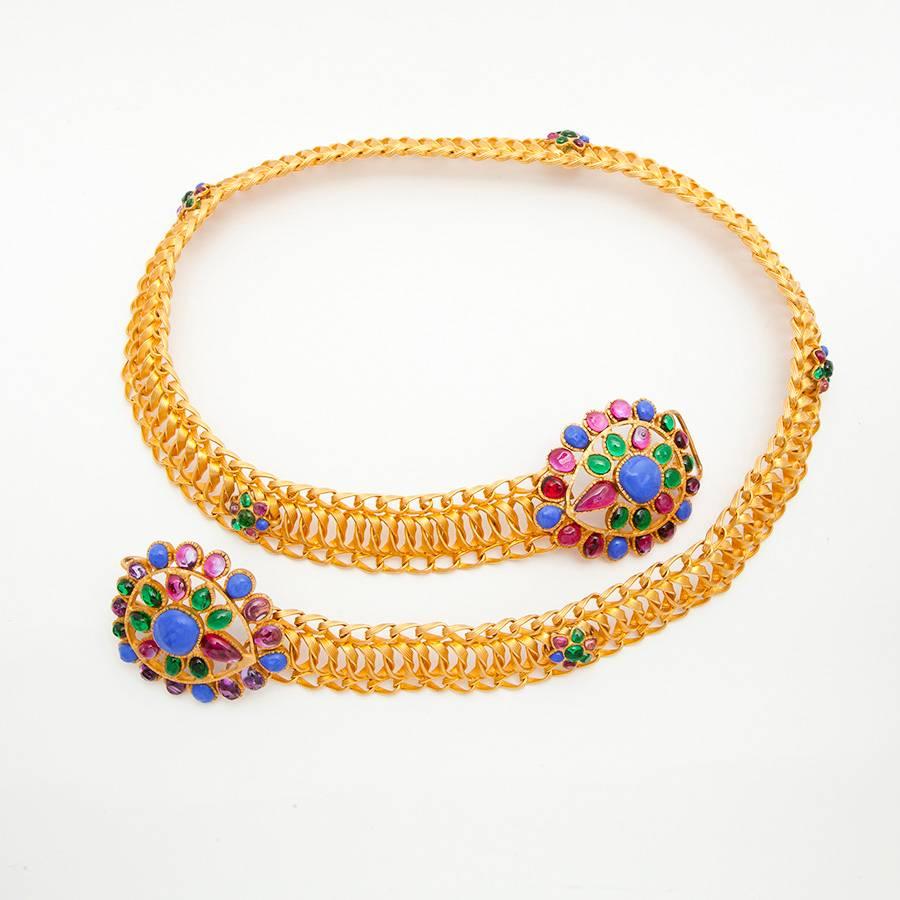 Women's Byzantine GRIPOIX Belt in Multicolored Molten Glass and Gilded Fine Gold