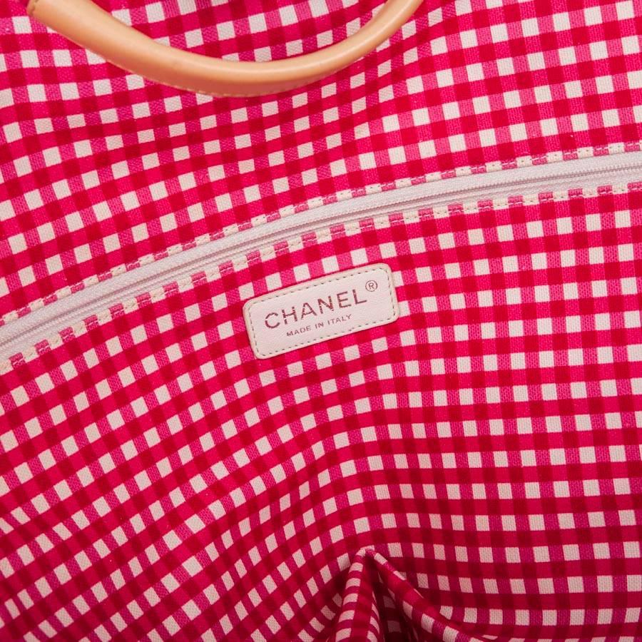 CHANEL Cabas XXL in Pink and White Vichy Canvas 2