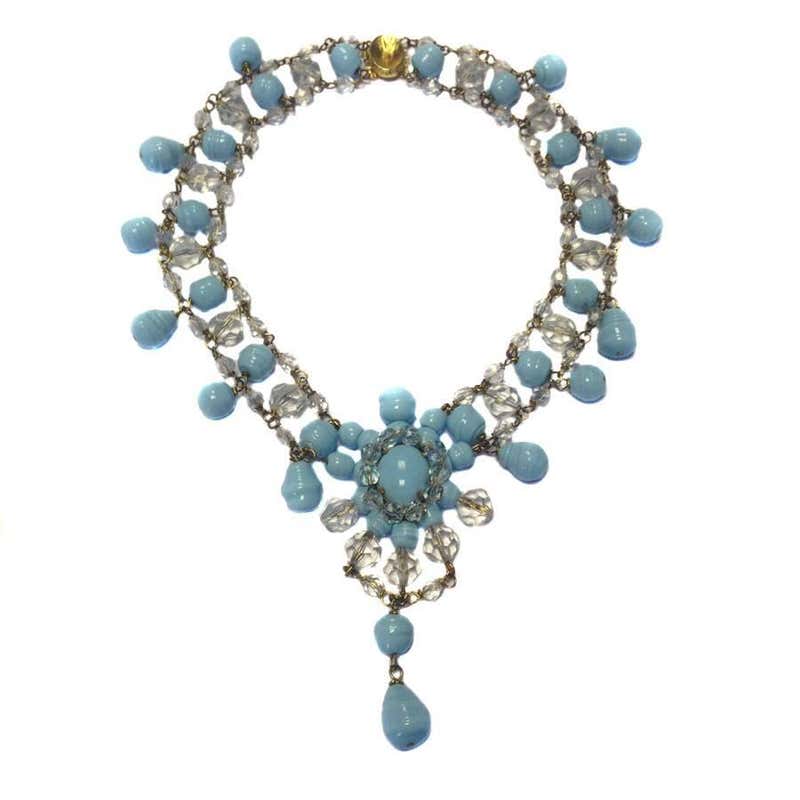 MARGUERITE DE VALOIS Couture 5 Rows Necklace in Pearls and Molten Glass ...