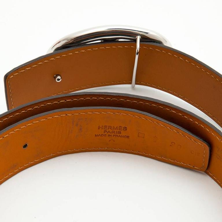 HERMES Men Belt Size 90FR in Dark Green Crocodile Porosus Leather For