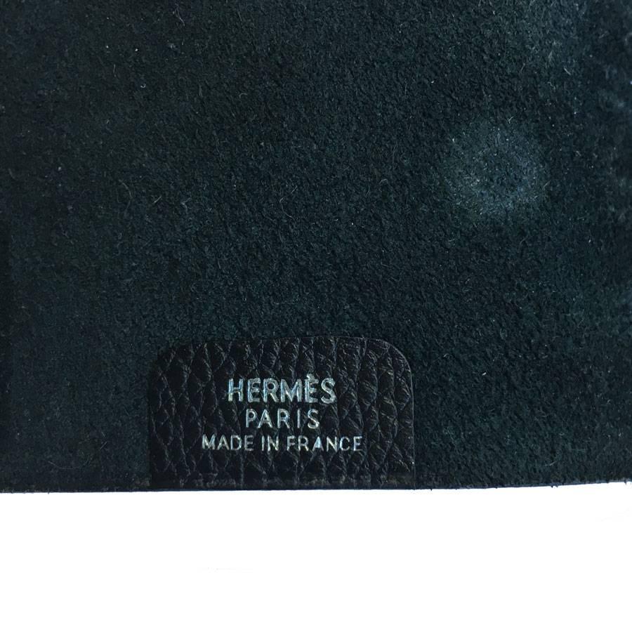 Women's or Men's HERMES Notebook Cover Small Model in Black Grained Calf Leather For Sale