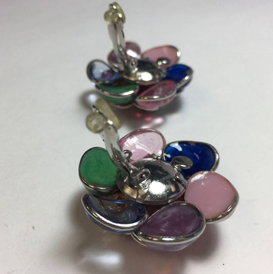 MARGUERITE DE VALOIS Clip-on Earrings in Multicolored Molten Glass For Sale 1