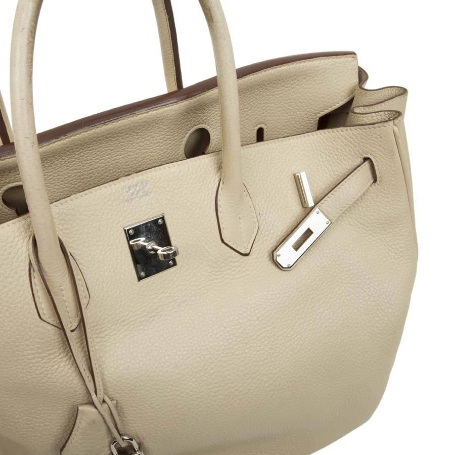 HERMES Birkin 40 Bag in Beige Taurillon Clemence Leather 2