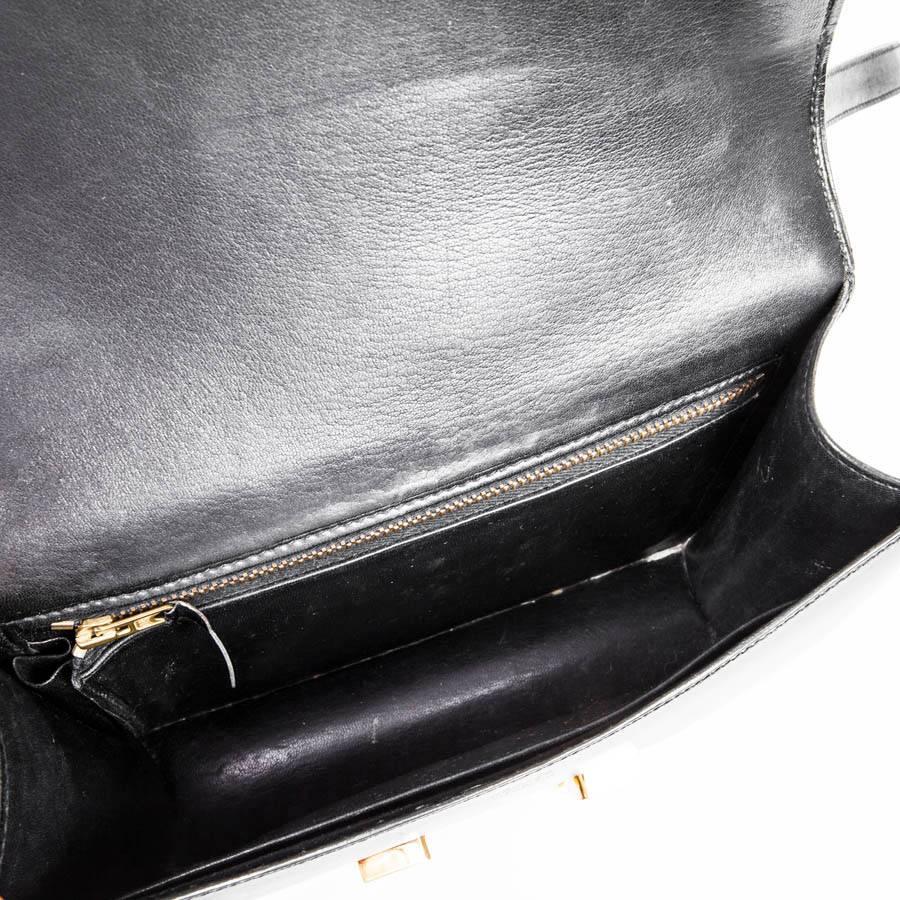 Vintage Hermes 'Constance' Black Box Calf Leather Flap Bag 3