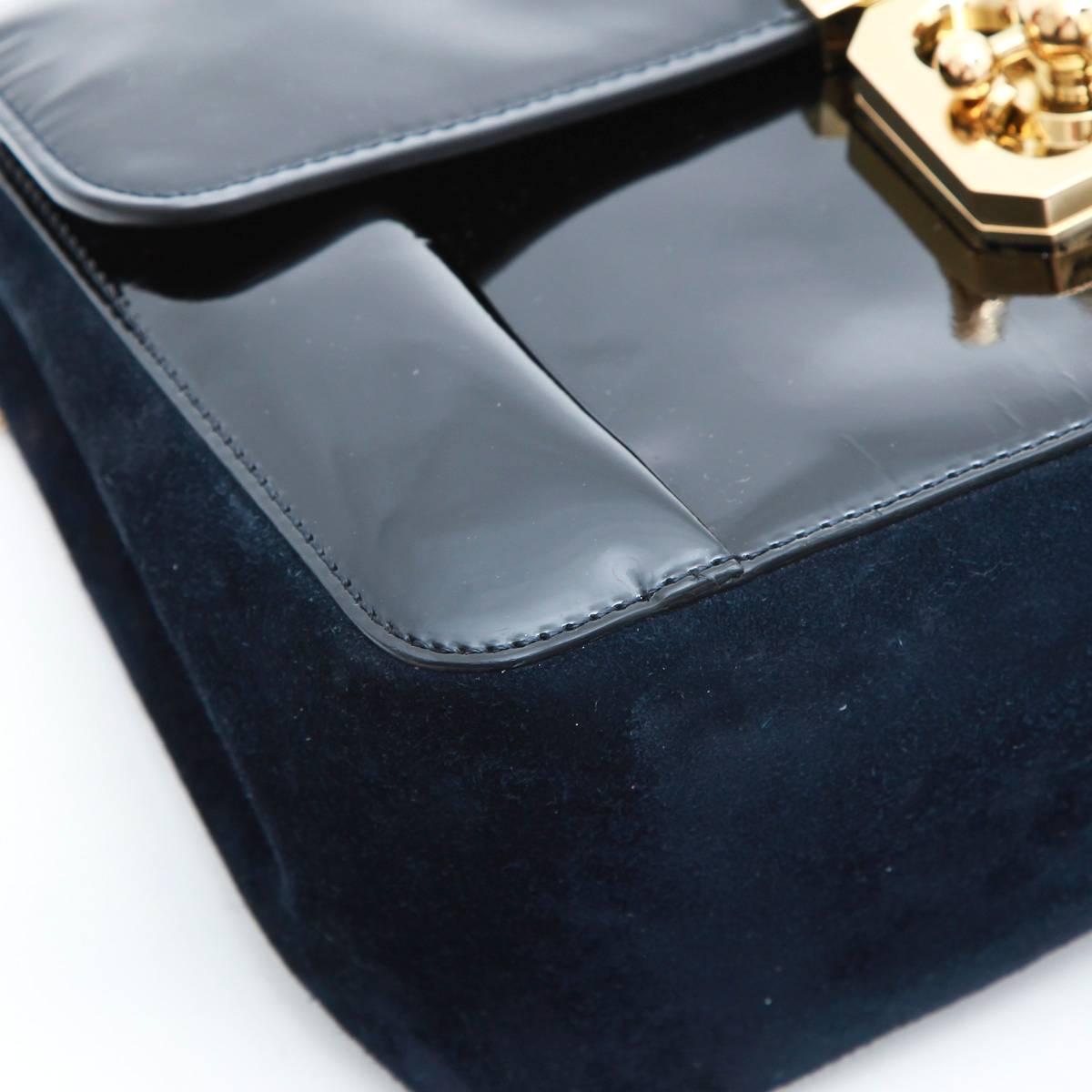 CHLOE Flap Bag in Navy Suede and Black Patent Leather 3