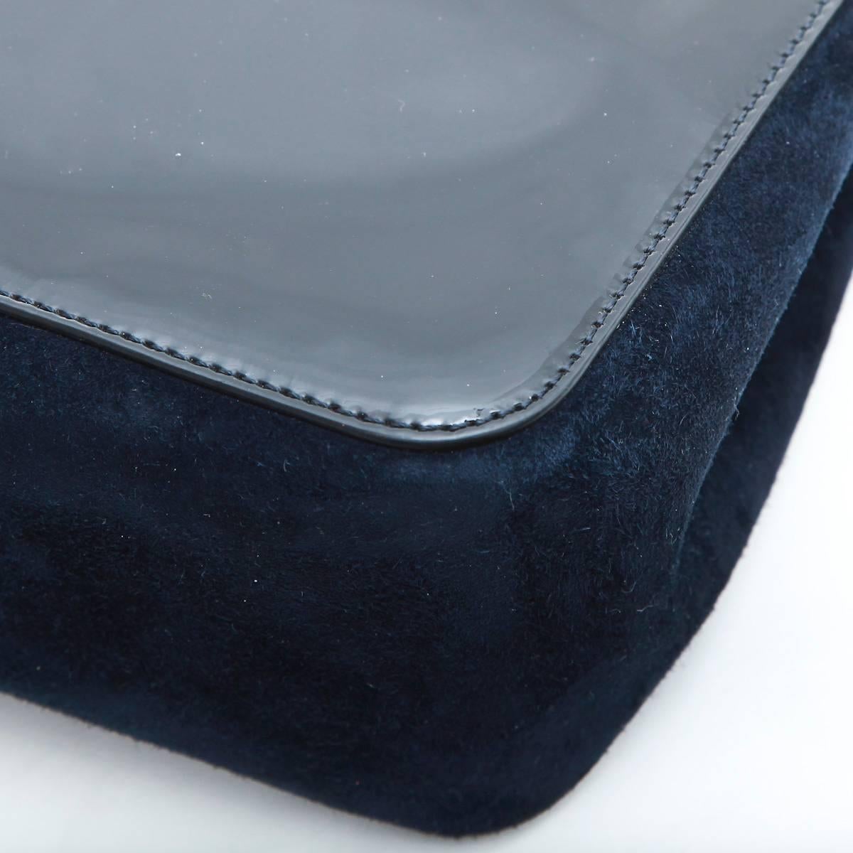 CHLOE Flap Bag in Navy Suede and Black Patent Leather 4