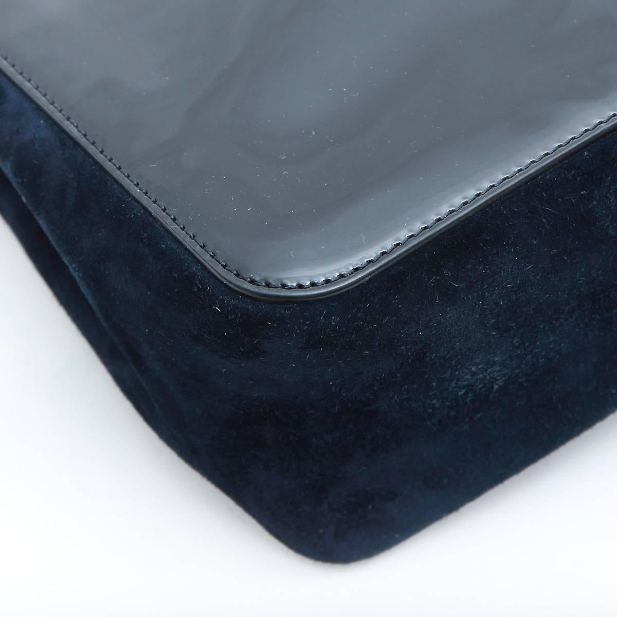 CHLOE Flap Bag in Navy Suede and Black Patent Leather 5