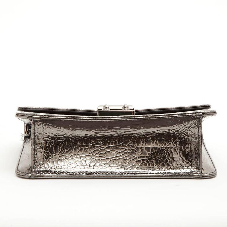 DIOR 'Miss Dior' Cracked Leather in Gun Barrel Color Flap Bag For Sale