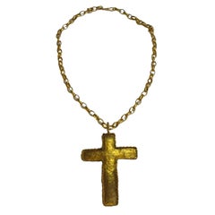MARGUERITE DE VALOIS Cross Pendant Necklace in Gold Plated Metal