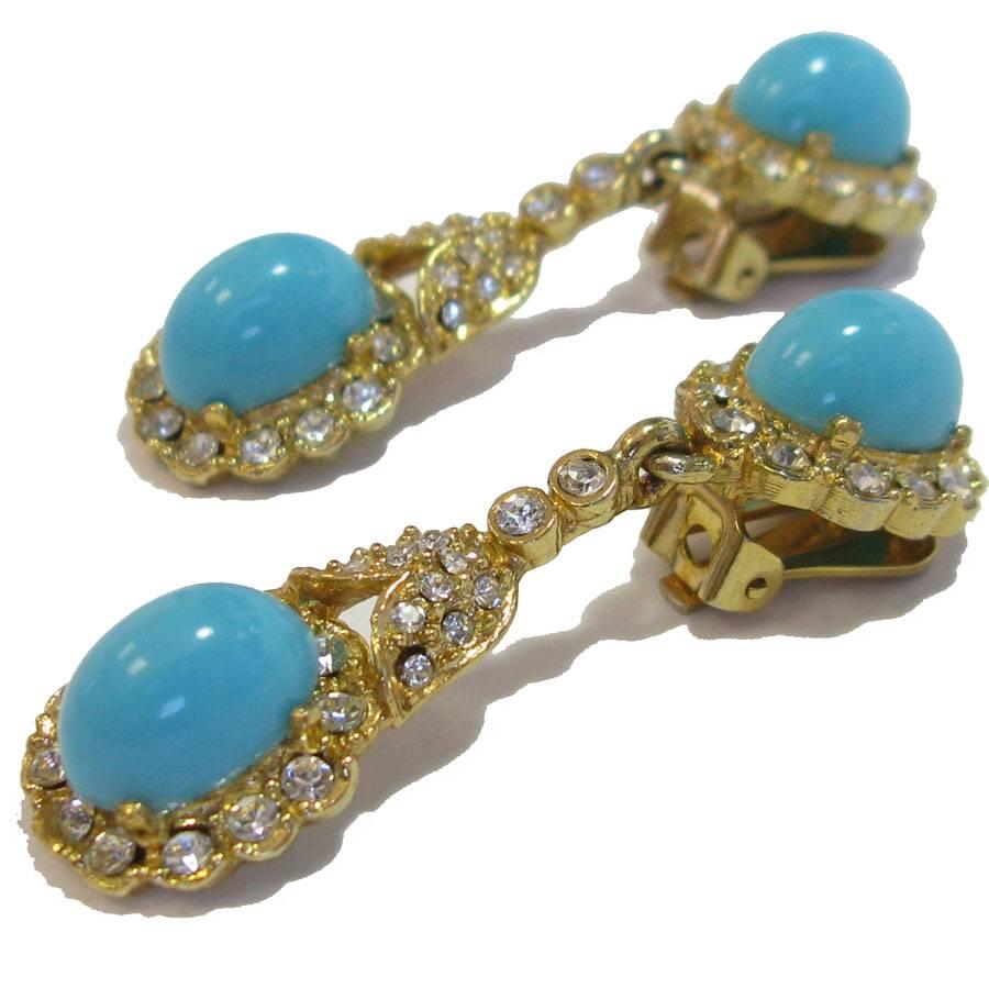 turquoise rhinestone earrings