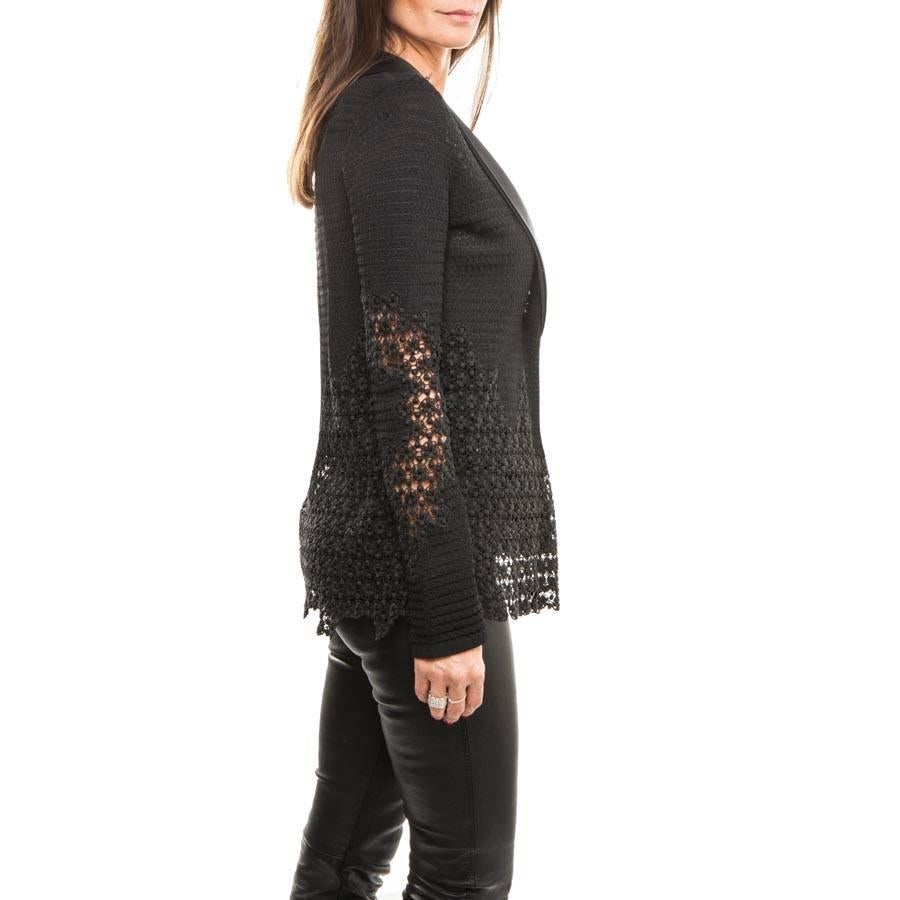 Women's CHANEL Jacket Size 38FR in Black Viscose, Cotton Embroidered with Lace For Sale