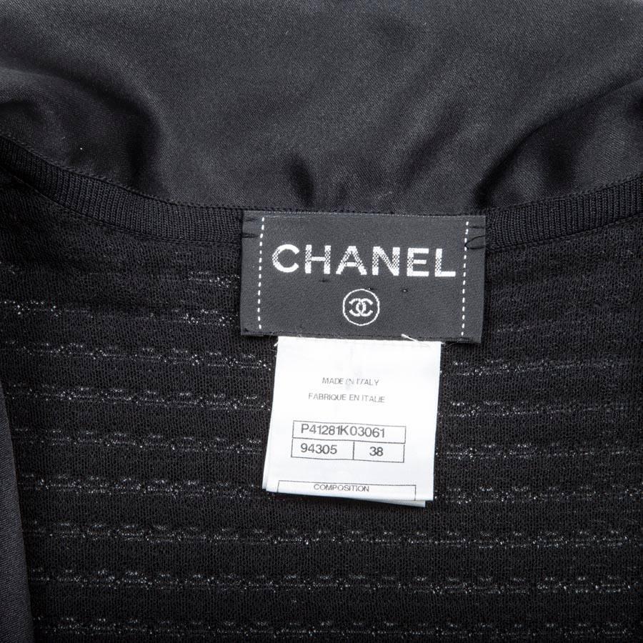 CHANEL Jacket Size 38FR in Black Viscose, Cotton Embroidered with Lace For Sale 3
