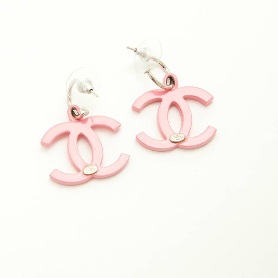 pink chanel earrings