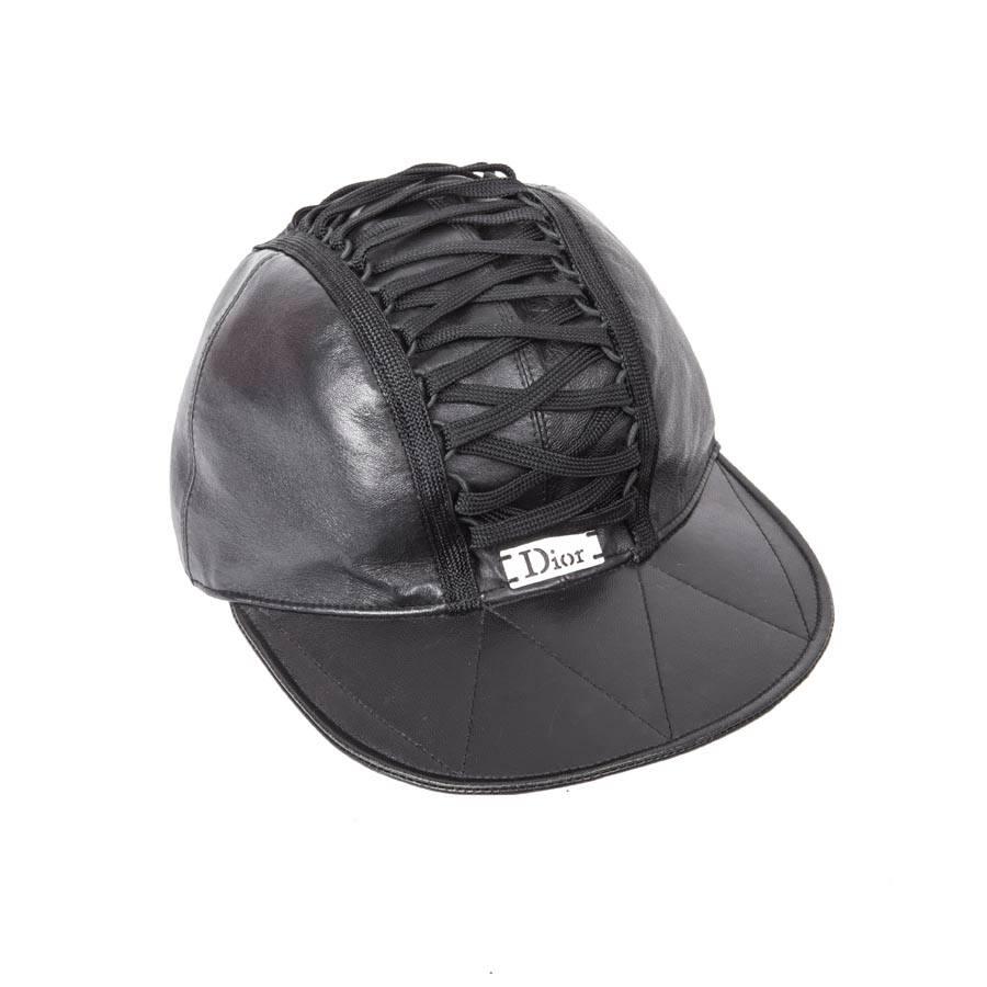 DIOR Black Leather Cap Size 57FR