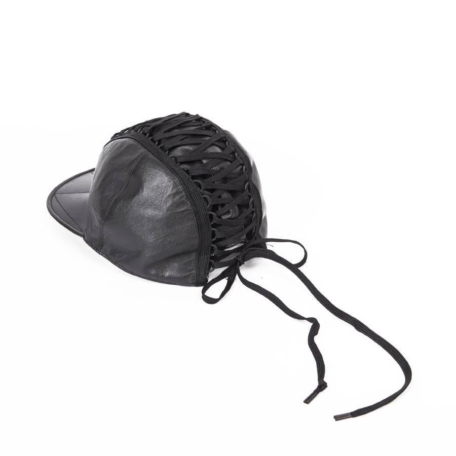 DIOR Black Leather Cap Size 57FR 3