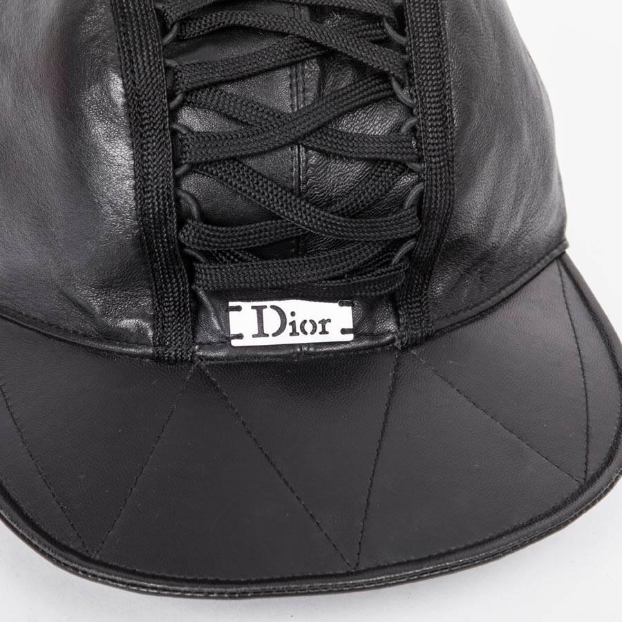 DIOR Black Leather Cap Size 57FR 4