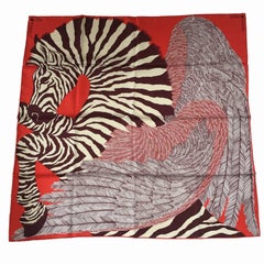 HERMES 'Zebra Pegasus' Roter Seidenschal