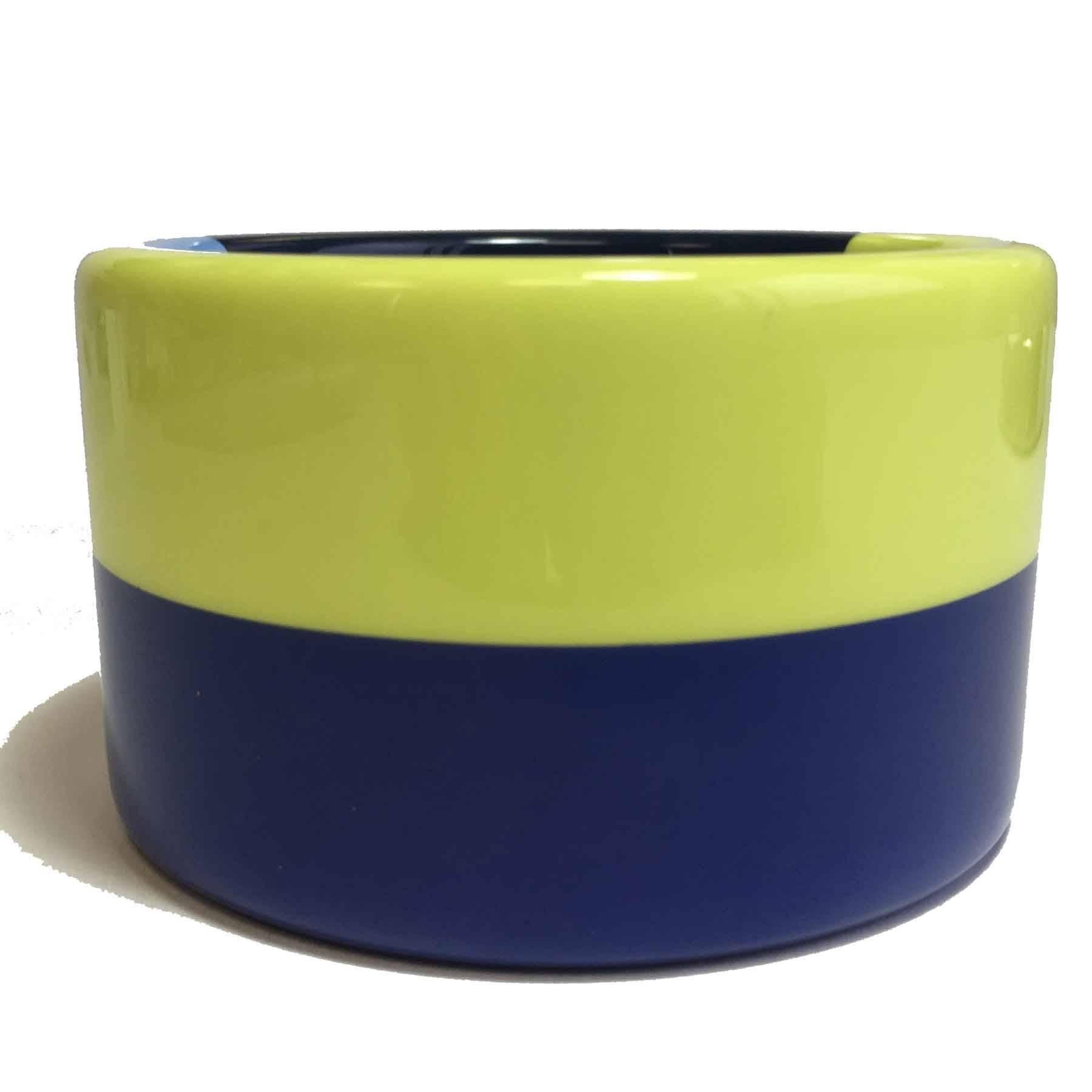 HERMES Cuff in Lacquered Blue and Yellow Wood In Excellent Condition In Paris, FR