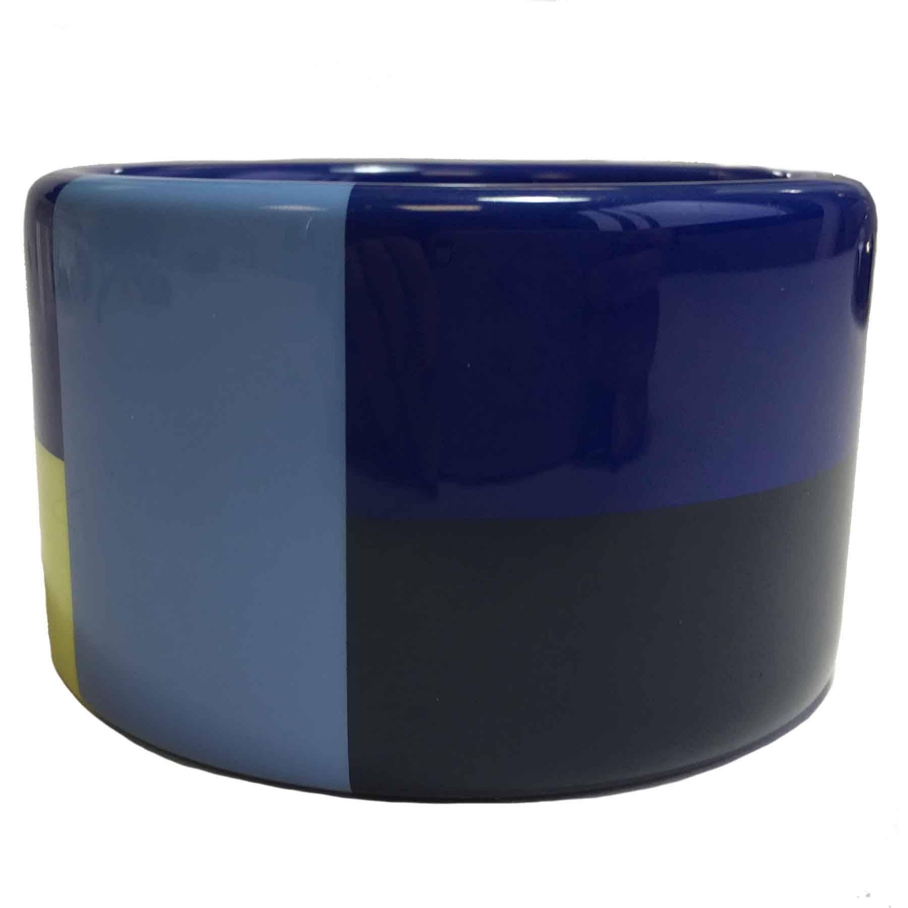 HERMES Cuff in Lacquered Blue and Yellow Wood 2