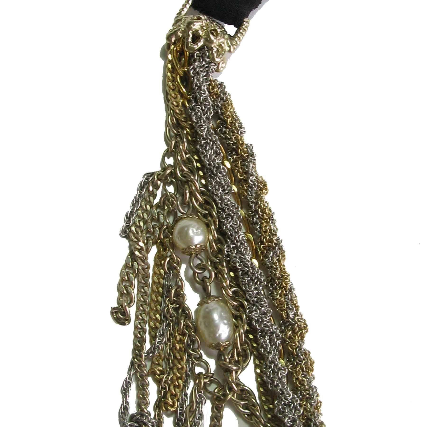 CHANEL Multi Chain Headband in Silver and Gilded Metal 1