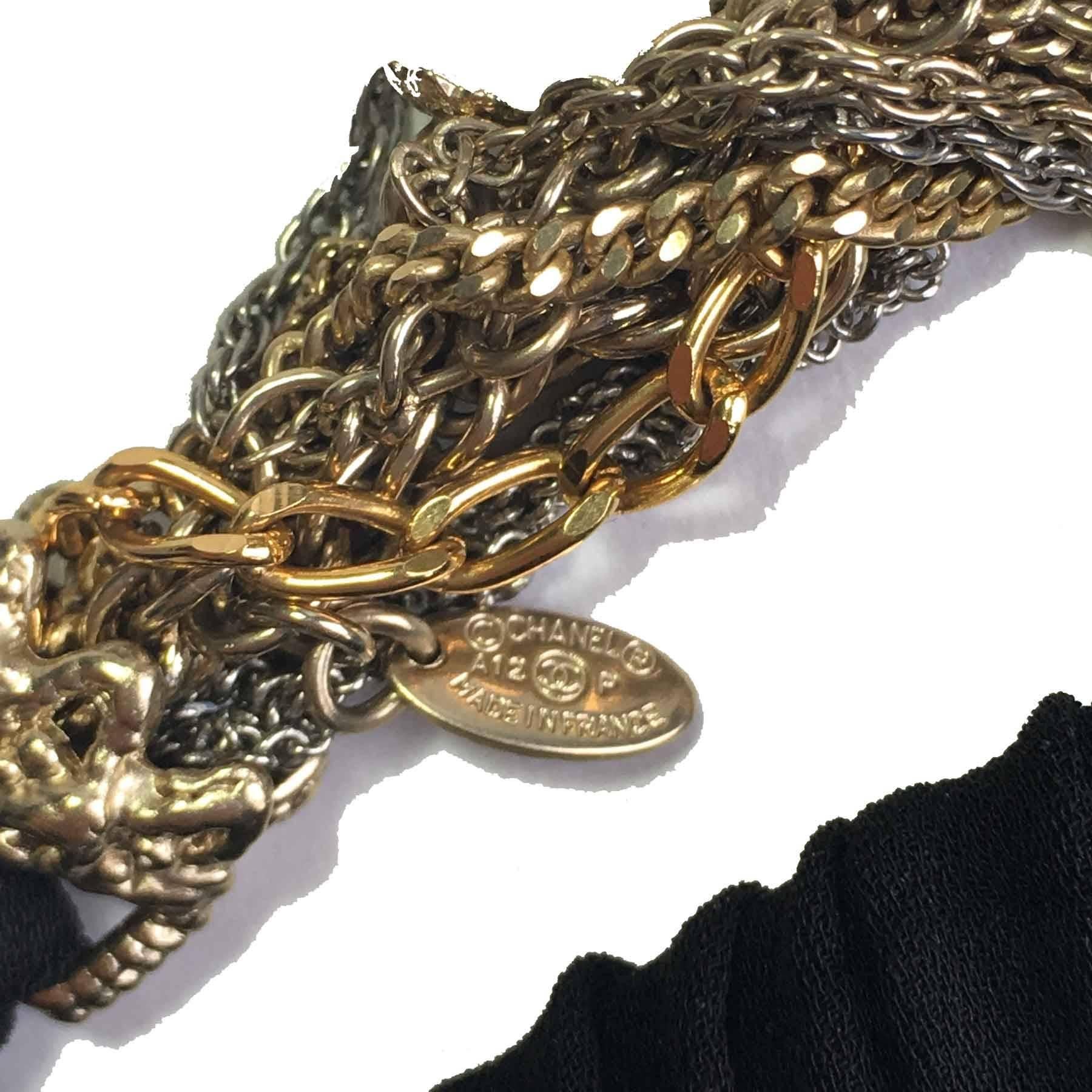 CHANEL Multi Chain Headband in Silver and Gilded Metal 3