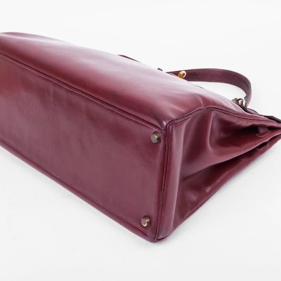 Brown HERMES Kelly 35 '24 Faubourg'  in Red Box H Leather