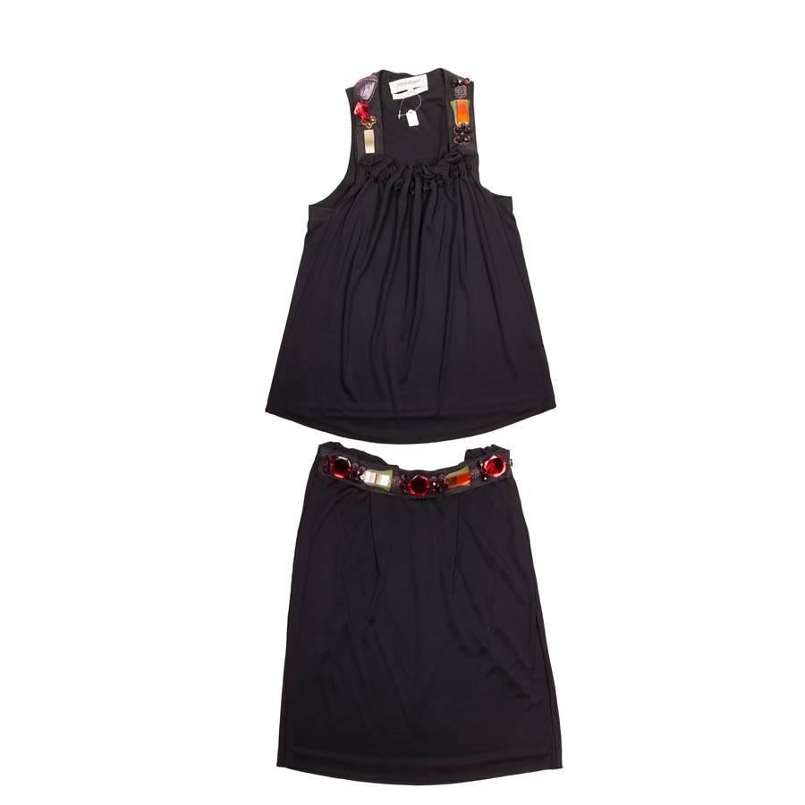 Ensemble YVES SAINT LAURENT Black Top and Skirt  For Sale