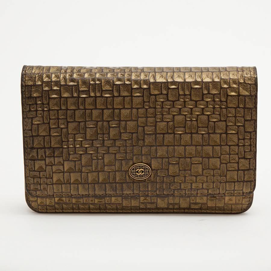 Brown CHANEL Mini Flap Bag in Golden Aged Embossed Lamb Leather